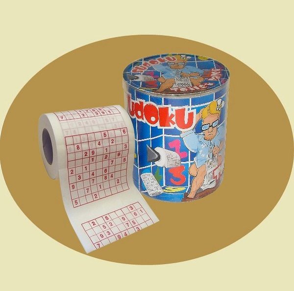 Toilettenpapier Sudoku mit Schnaps Lokus