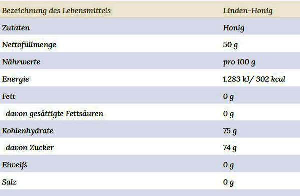 Lindenblüten-Honig -Miniglas- 50g