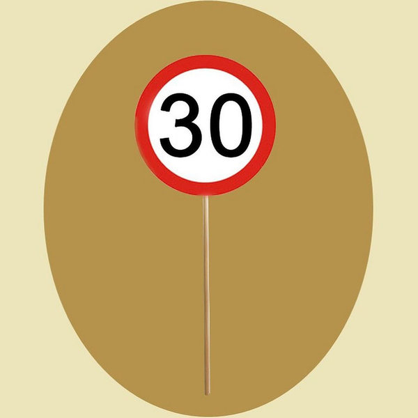 Verkehrsschild Mini-Schild-Stecker „30“