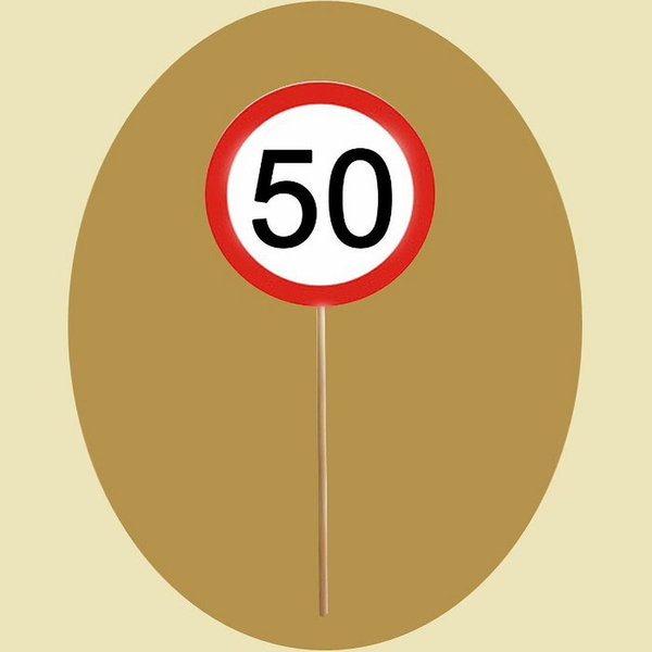 Verkehrsschild Mini-Schild-Stecker „50“